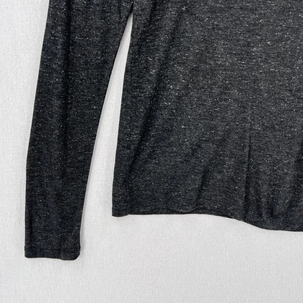 ALLSAINTS Esme Shimmers Tee Womens Large Charcoal Gray Silver Long Sleeve Crew - Picture 9 of 15